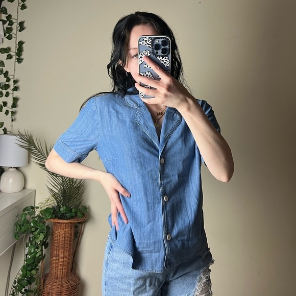 MADEWELL Denim Shrunken Pajama Shirt Size Small - Picture 3 of 7